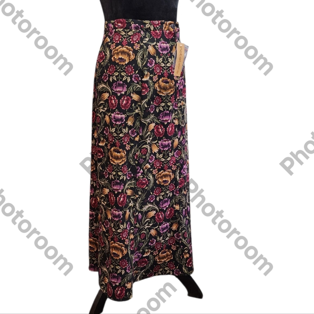 Notations Floral Maxi Skirt - Brown Gold And Purple
